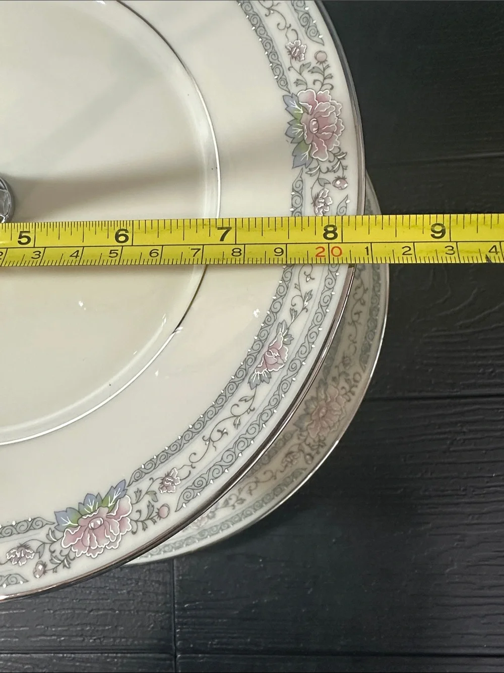 Lenox  Charleston Two Tier Cream and Pink, Silver Rimmed. Floral Serving Stand